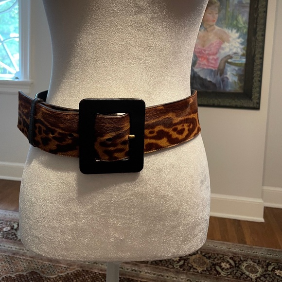 Yves Saint Laurent Accessories - Luxury Designer Yves Saint Laurent Italy - Leopard Style Fur /Leather 39" long